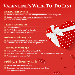 My FanCentro Valentine's Checklist